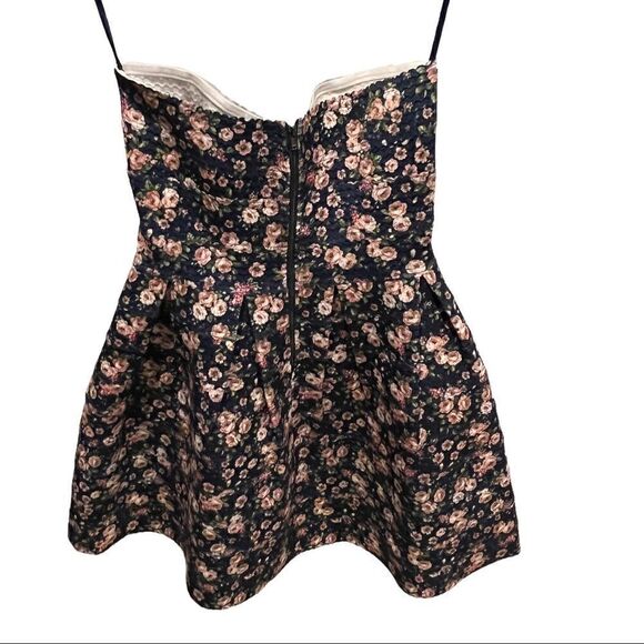 Sans Souci blue floral strapless dress size small - Picture 3 of 10